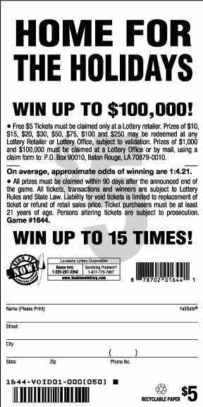 Home For The Holidays scratchcard - game number #1644 - back