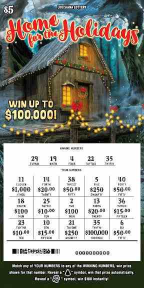 Home For The Holidays scratchcard - game number #1644 - front-scratched