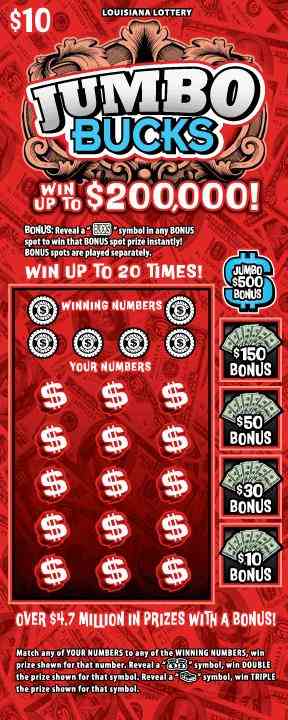 Jumbo Bucks scratchcard - game number #1693 - front