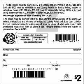 King Of Cash scratchcard - game number #1695 - back