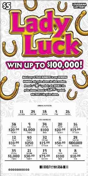 Lady Luck scratchcard - game number #1592 - front-scratched