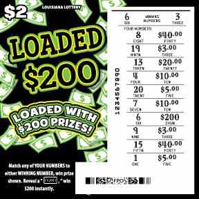 Loaded 200 scratchcard - game number #1599 - front-scratched