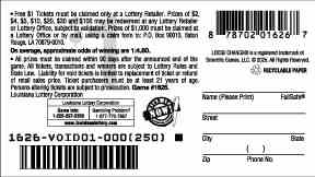 Loose Change scratchcard - game number #1626 - back