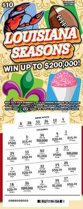 Louisiana Seasons scratchcard - game number #1605 - front-scratched