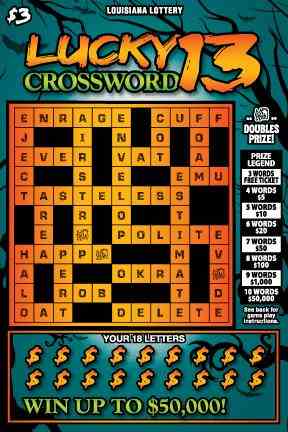Lucky 13 Crossword scratchcard - game number #1688 - front