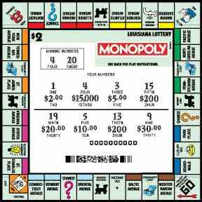 Monopoly scratchcard - game number #1607 - front-scratched