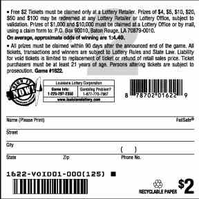 Mood Money scratchcard - game number #1622 - back