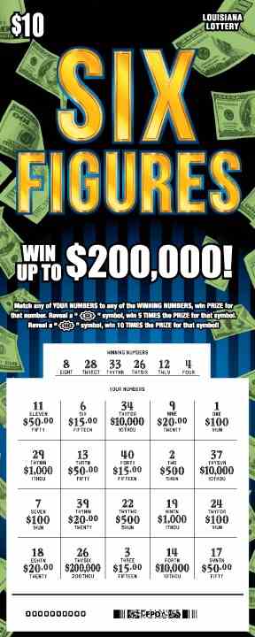 Six Figures scratchcard - game number #1616 - front-scratched