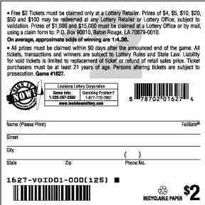 Strike It Rich scratchcard - game number #1627 - back