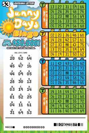 Sunny Days Bingo scratchcard - game number #1631 - front-scratched