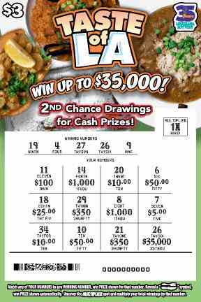 Taste Of La scratchcard - game number #1667 - front-scratched