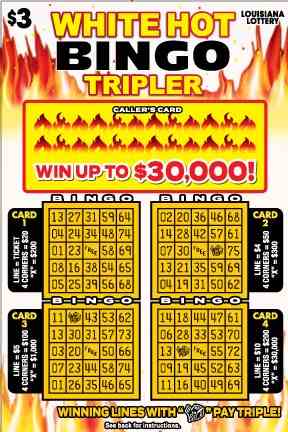 White Hot Bingo Tripler scratchcard - game number #1603 - front