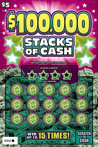 $100,000 Stacks Of Cash scratchcard - game number #0 - front