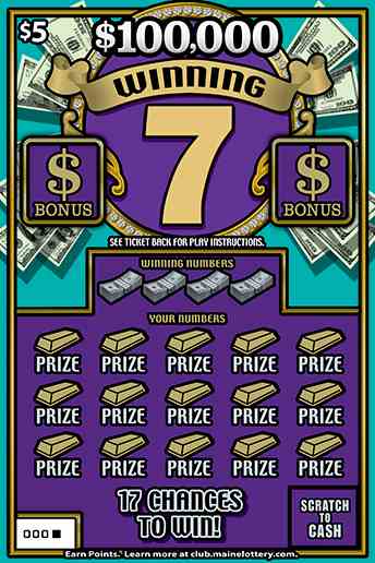 $100,000 Winning 7 scratchcard - game number #0 - front