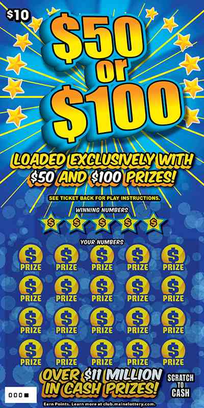 $50 Or $100 scratchcard - game number #0 - front