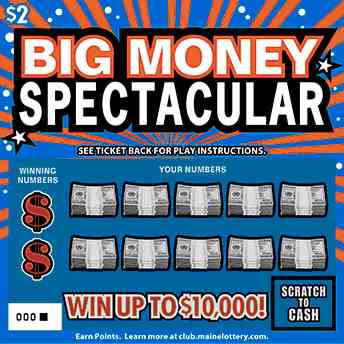 Big Money Spectacular scratchcard - game number #0 - front