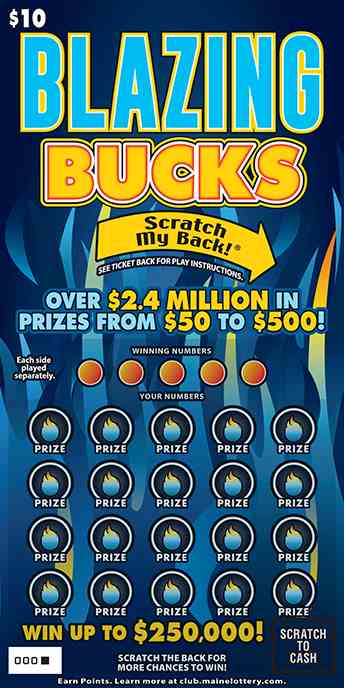 Blazing Bucks scratchcard - game number #0 - front