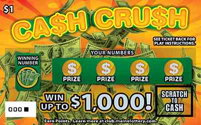 Cash Crush scratchcard - game number #0 - front
