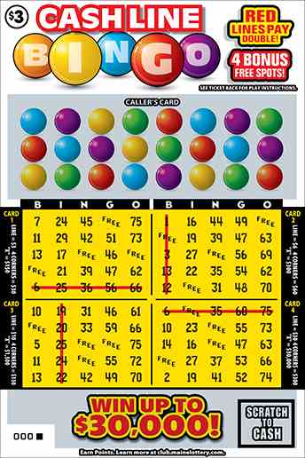 Cash Line Bingo scratchcard - game number #0 - front