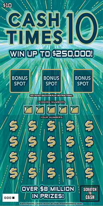 Cash Times 10 scratchcard - game number #0 - front