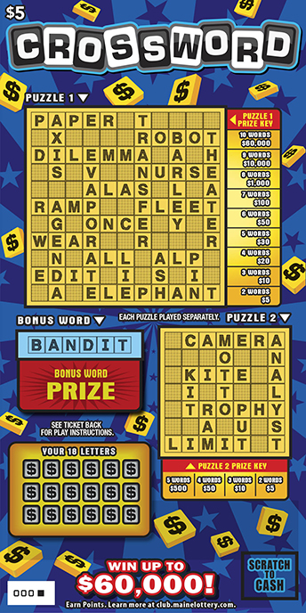Crossword scratchcard - game number #0 - front