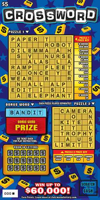 Crossword scratchcard - game number #0 - front