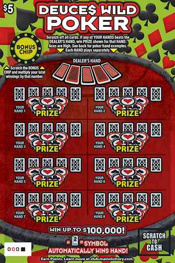 Deuce$ Wild Poker scratchcard - game number #0 - front
