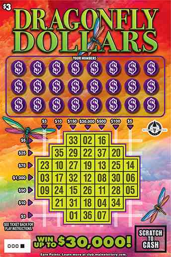 Dragonfly Dollars scratchcard - game number #0 - front