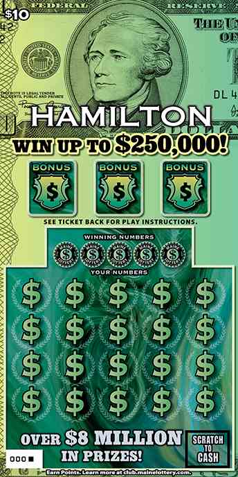 Hamilton scratchcard - game number #0 - front