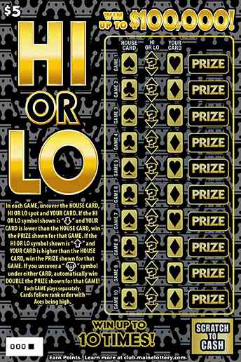 Hi Or Lo scratchcard - game number #0 - front