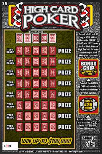 High Card Poker scratchcard - game number #0 - front