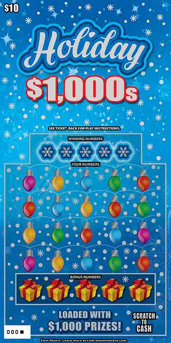 Holiday $1000S scratchcard - game number #0 - front