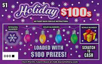 Holiday $100S scratchcard - game number #0 - front