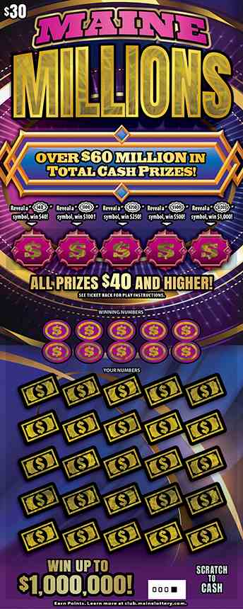 Maine Millions scratchcard - game number #0 - front