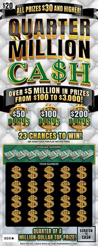 Quarter Million Ca$H scratchcard - game number #0 - front