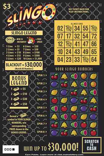 Slingo scratchcard - game number #0 - front