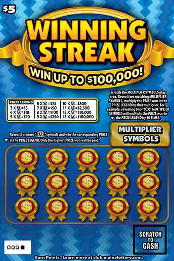 Winning Streak scratchcard - game number #0 - front