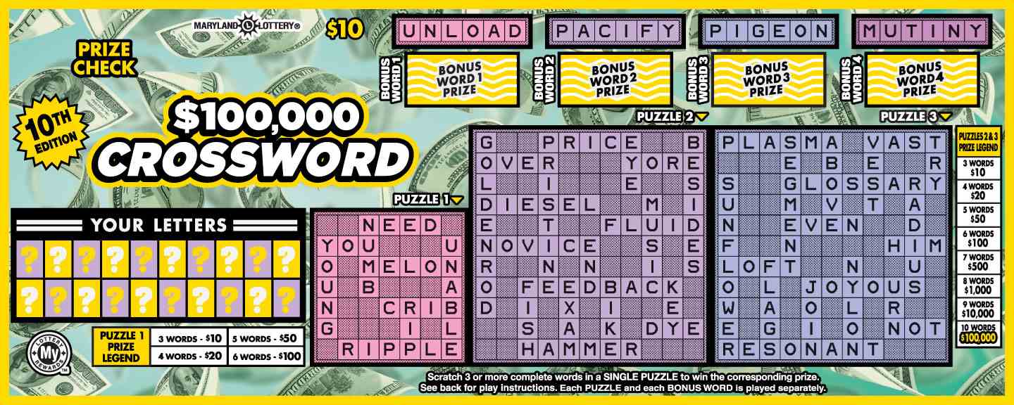 $100,000 Crossword scratchcard - game number #815 - front