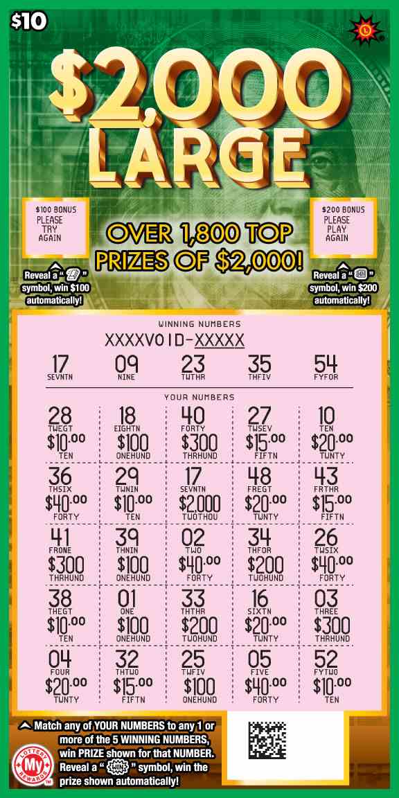 $2,000 Large scratchcard - game number #711 - front-scratched