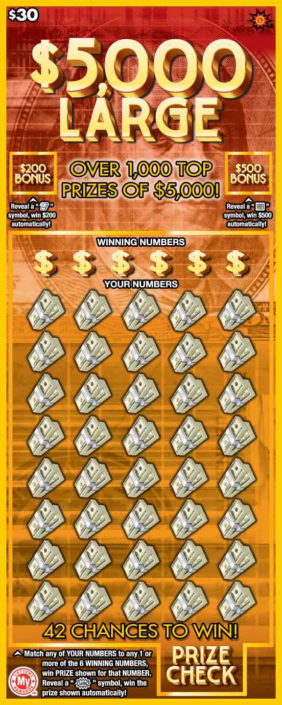$5,000 Large scratchcard - game number #712 - front