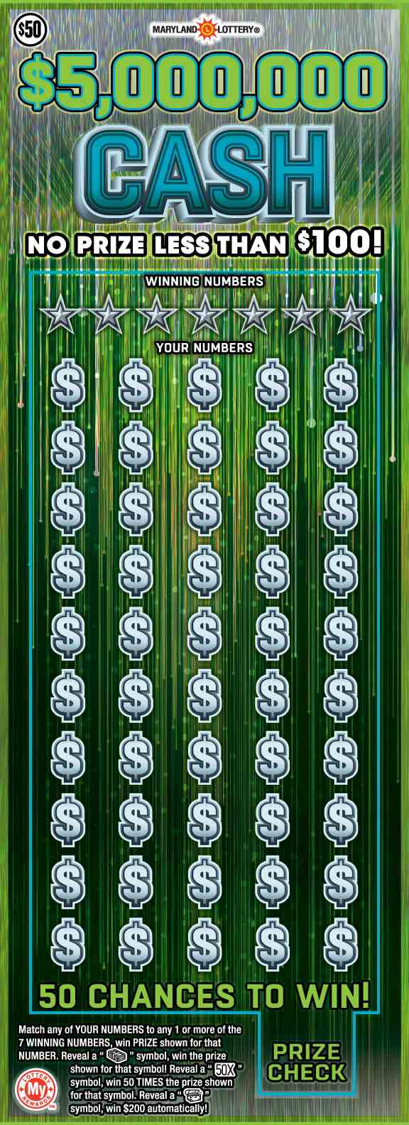 $5,000,000 Cash scratchcard - game number #681 - front