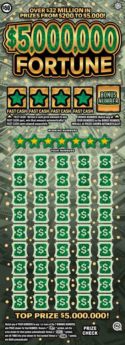 $5,000,000 Fortune scratchcard - game number #734 - front