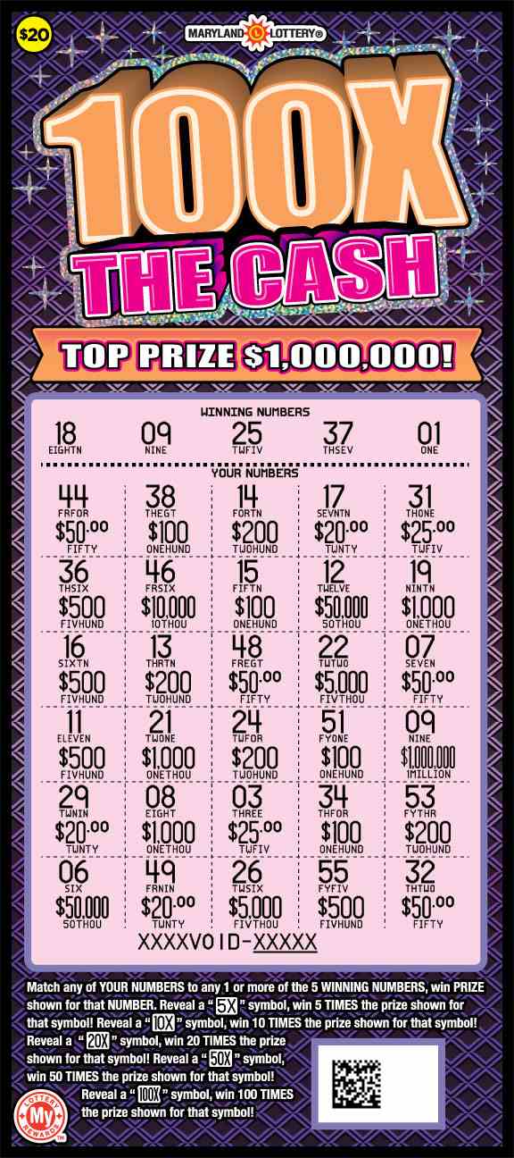 100X The Cash scratchcard - game number #783 - front-scratched