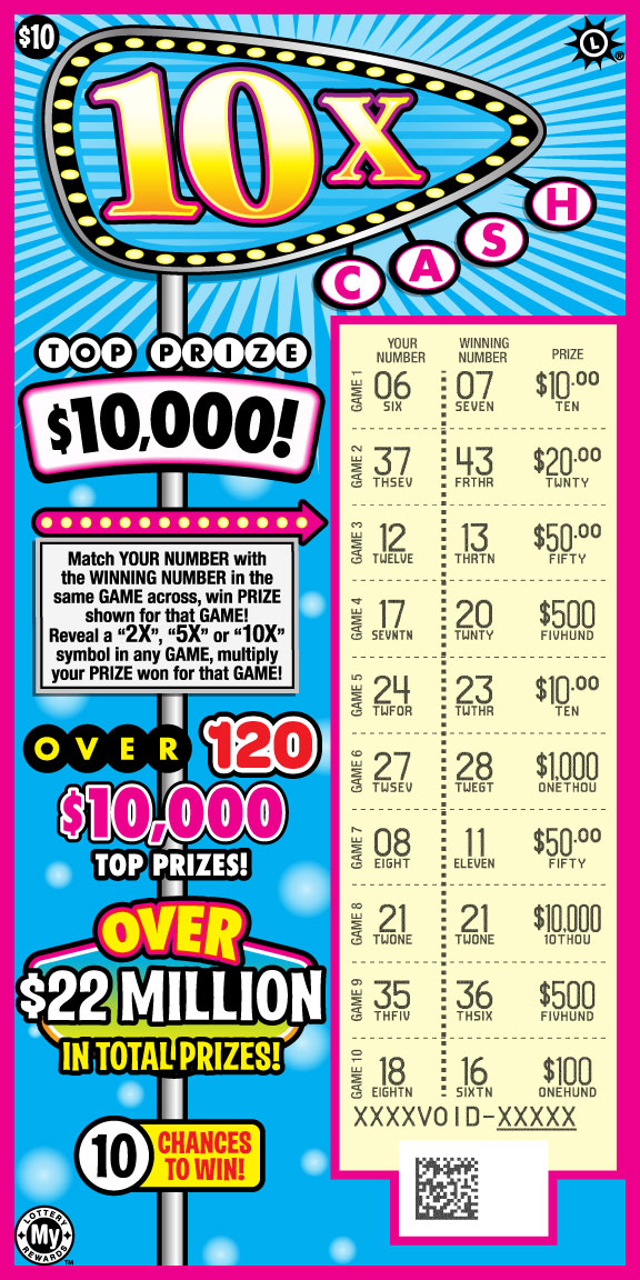 10X Cash scratchcard - game number #818 - front-scratched