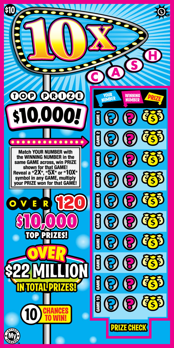 10X Cash scratchcard - game number #818 - front
