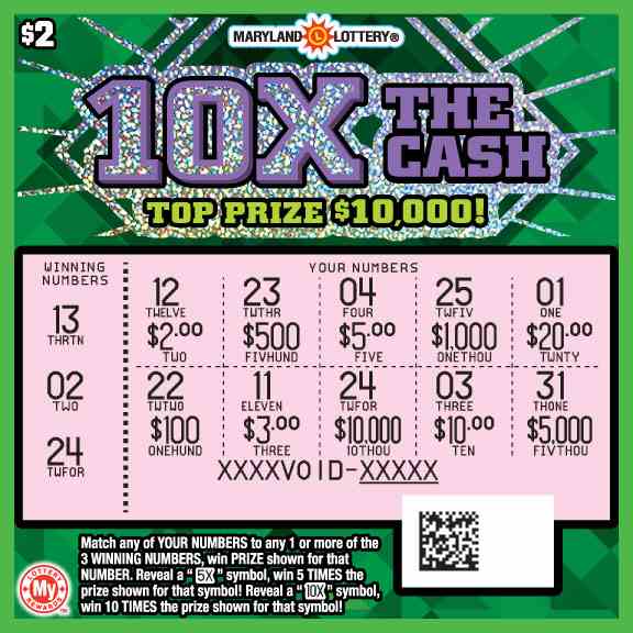 10X The Cash scratchcard - game number #673 - front-scratched