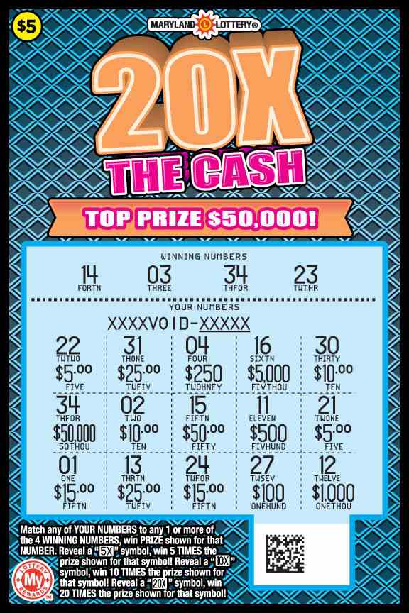 20X The Cash scratchcard - game number #781 - front-scratched
