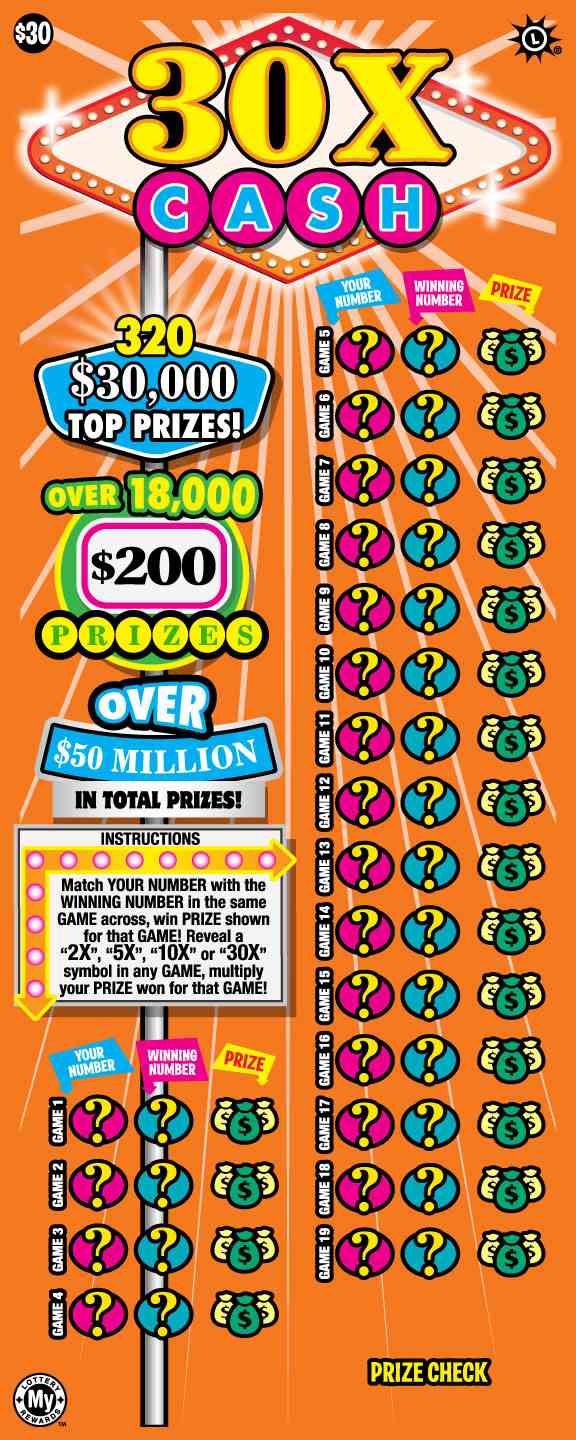 30X Cash scratchcard - game number #819 - front