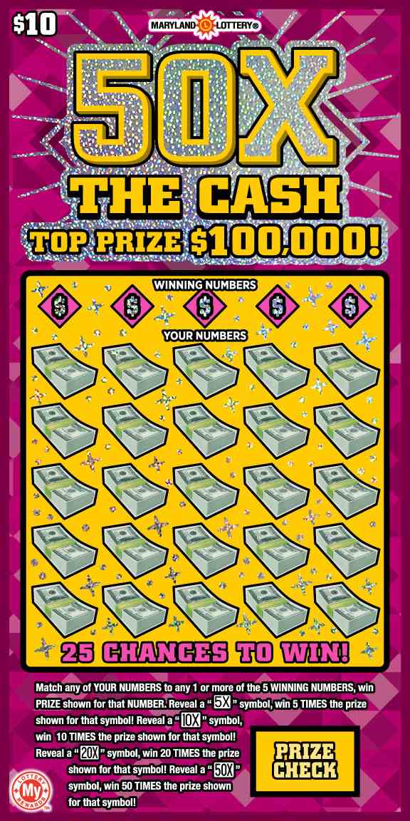 50X The Cash scratchcard - game number #675 - front