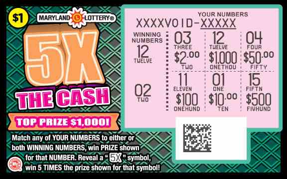 5X The Cash scratchcard - game number #779 - front-scratched